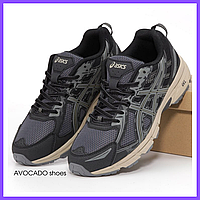 Кроссовки мужские и женские Asics Gel Venture 6 Black Khaki / Асикс гель вентур 6 черные