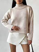 Теплый базовый свитер с высоким воротником в фасоне оверсайз (р. 42-46) 4KF3057