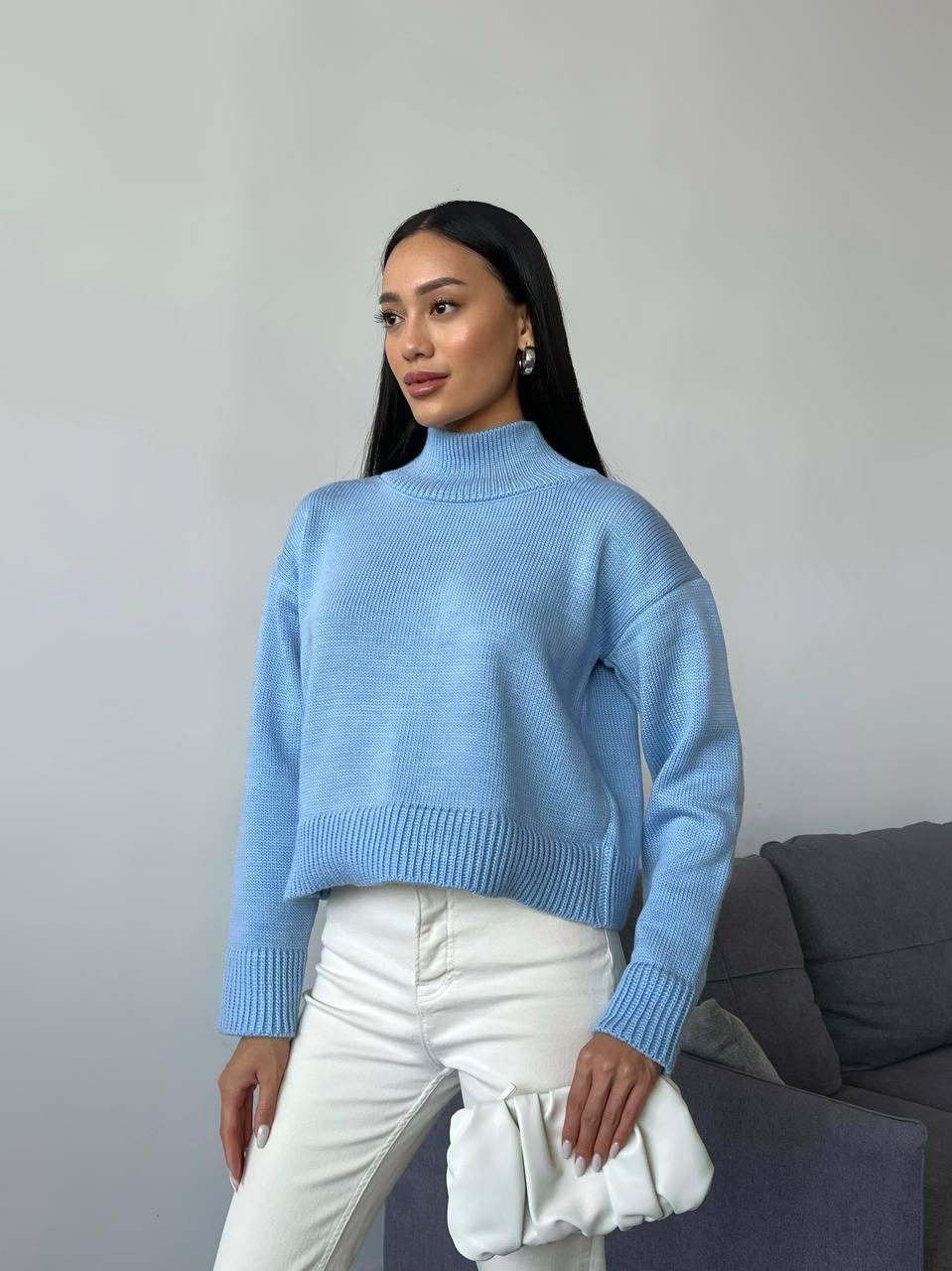 Теплий базовий светр із високим коміром у фасоні оверсайз (р. 42-46) 4043057, фото 1