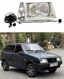 Фара передня головного світла права ВАЗ 2108, 2109, 21099 "ESER" рис "Кержач" білий поворотник