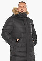Куртка чоловіча зимова подовжена Braggart "Aggressive" чорна на хутрі, температурний режим до -30 °C
