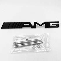 Емблема решітки радіатора AMG Mercedes-Benz (Мерседес) Чорна 15,5 х 1,7 см, фото 5