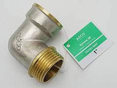 Кутник 1" ВЗ латунний різьбовий фітинг для водопровідних труб (нікель/профі) Asco®