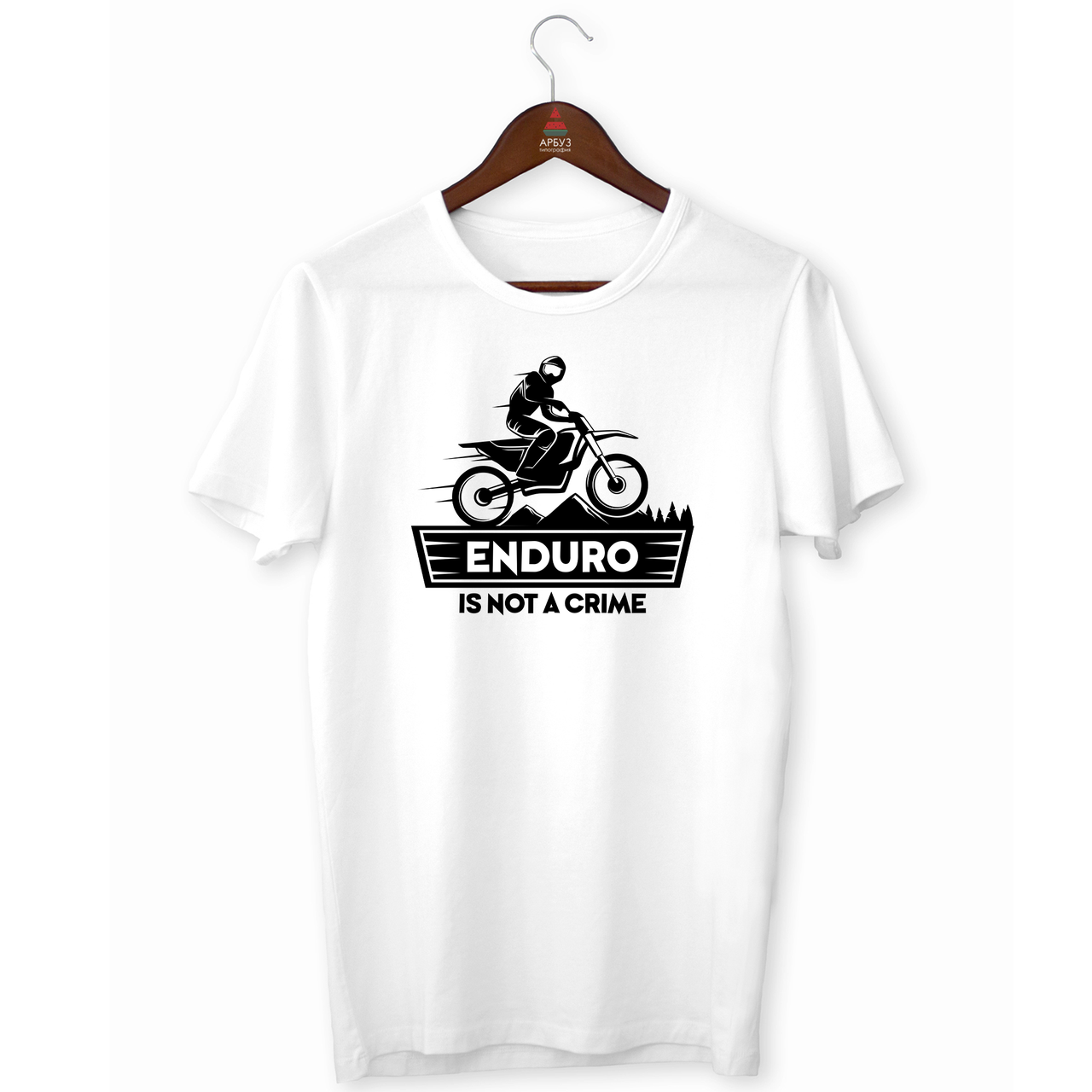 Футболка біла зі спортивним принтом "Enduro is not a crime. Ендуро. Мотокрос" Push IT