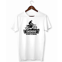 Футболка біла зі спортивним принтом "Enduro is not a crime. Ендуро. Мотокрос" Push IT