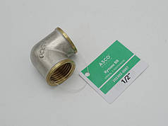 Кутник 1/2" ВВ латунний різьбовий фітинг для водопровідних труб (нікель/профі) Asco®