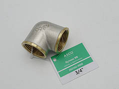 Кутник 3/4" ВВ латунний різьбовий фітинг для водопровідних труб (нікель/профі) Asco®