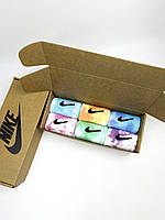 Набір у коробці 6 пар високі чоловічі шкарпетки Nike/найк — Tie-Dye кольорові Подарунковий тай дай