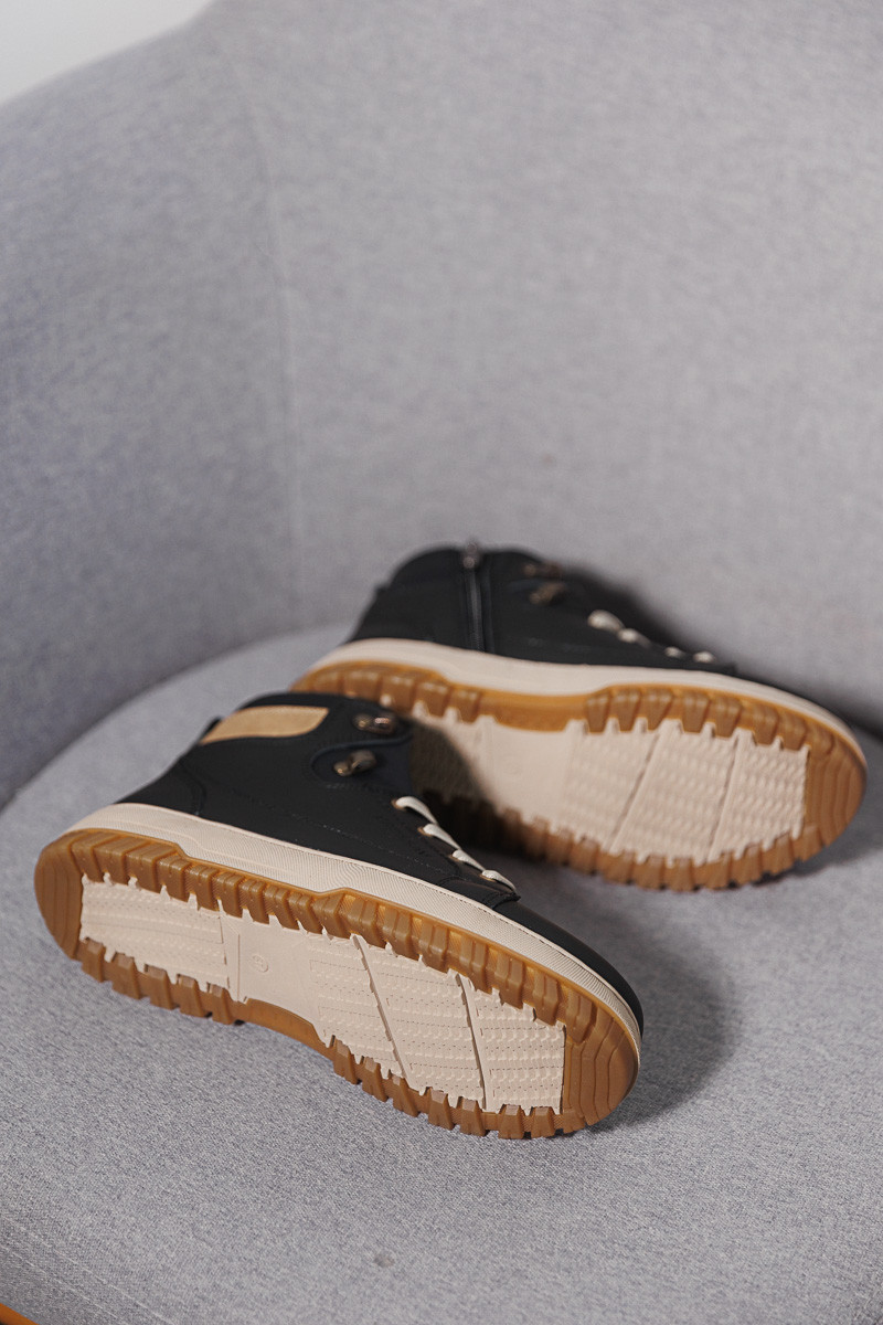 Підліткові черевики шкіряні зимові чорні-бежеві CrosSAV 322 - фото 5 - id-p1978777831