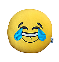 Подушка в подарунок декоративна м'яка іграшка смайлик Сміх до сліз Emoji дитині дівчині хлопцю в машину