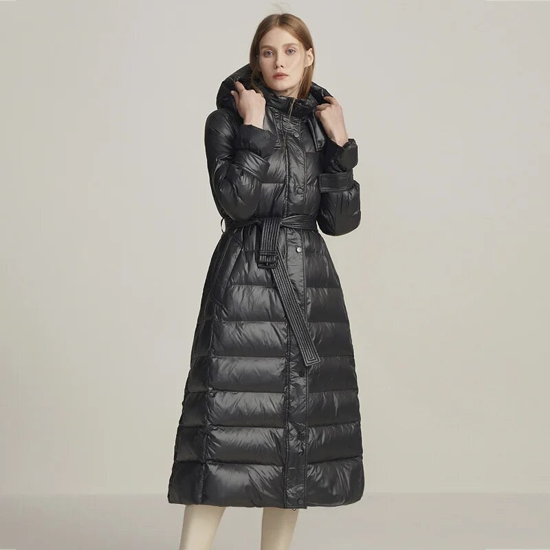 Пуховик пальто жіноче з капюшоном демісезонне стьобане чорне, фото 1