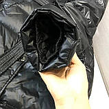 Пуховик пальто жіноче з капюшоном демісезонне стьобане чорне, фото 9