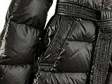 Пуховик пальто жіноче з капюшоном демісезонне стьобане чорне, фото 5