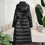 Пуховик пальто жіноче з капюшоном демісезонне стьобане чорне, фото 3