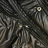 Пуховик пальто жіноче з капюшоном демісезонне стьобане чорне, фото 8