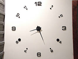 Годинник настінний великий "Зроби сам" чорний з великими цифрами стрілками, кріпиться на двосторонній скотч
