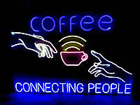 Неонова вивіска для кав ярні COFFEE CONNECTING PEOPLE (900х600)