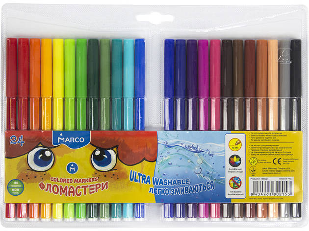 Фломастери 24кол. Marco 1690-24, фото 1
