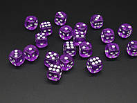 Фиолетовые игральные кости для покера и настольных игр, высотой 14 мм, закругленные углы с белыми точками