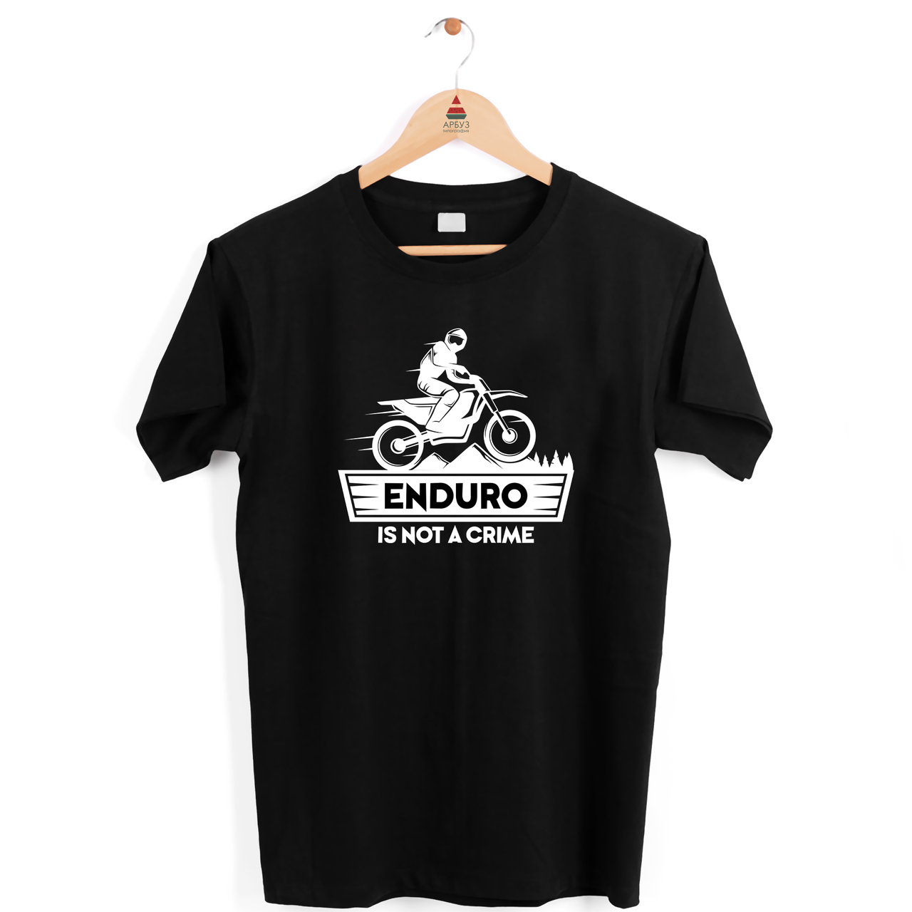 Футболка чорна зі спортивним принтом "Enduro is not a crime. Ендуро. Мотокрос" Push IT
