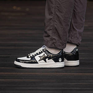 Чоловічі Кросівки Bape SK8 Sta Patent Black White 40-41-43-44-45