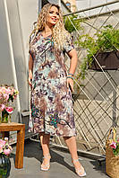 Платье женское с цветочным узором в темных тонах р.46 157007P
