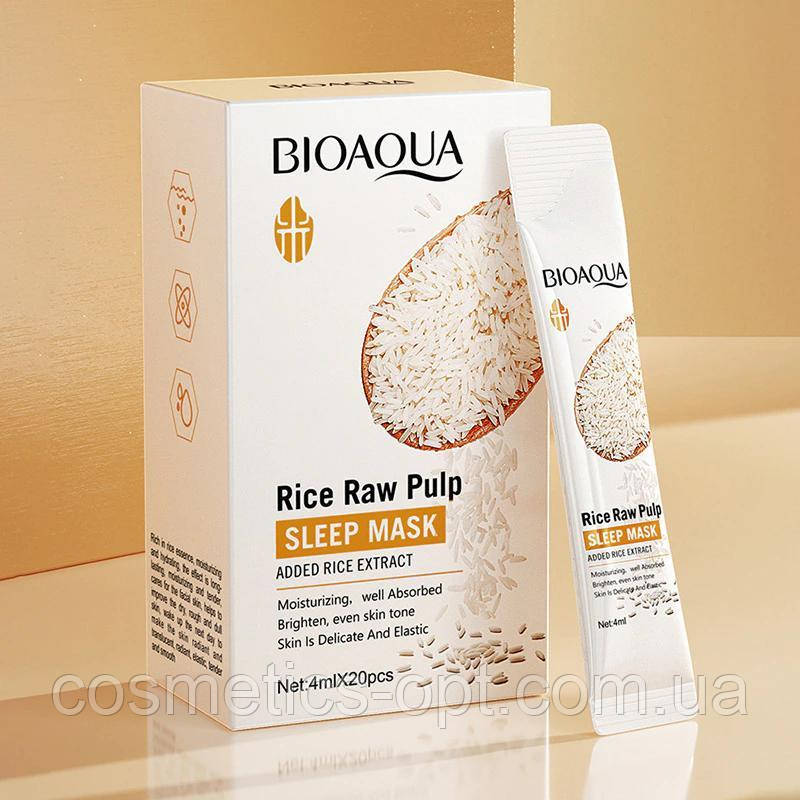 Нічна маска з екстрактом рису Bioaqua Rice Raw Pulp Sleep Mask, 4 мл