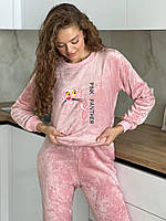 Жіноча піжама м'яка піжамка жіноча махрова піжама одяг для дому та сну хатній одяг рожева піжама