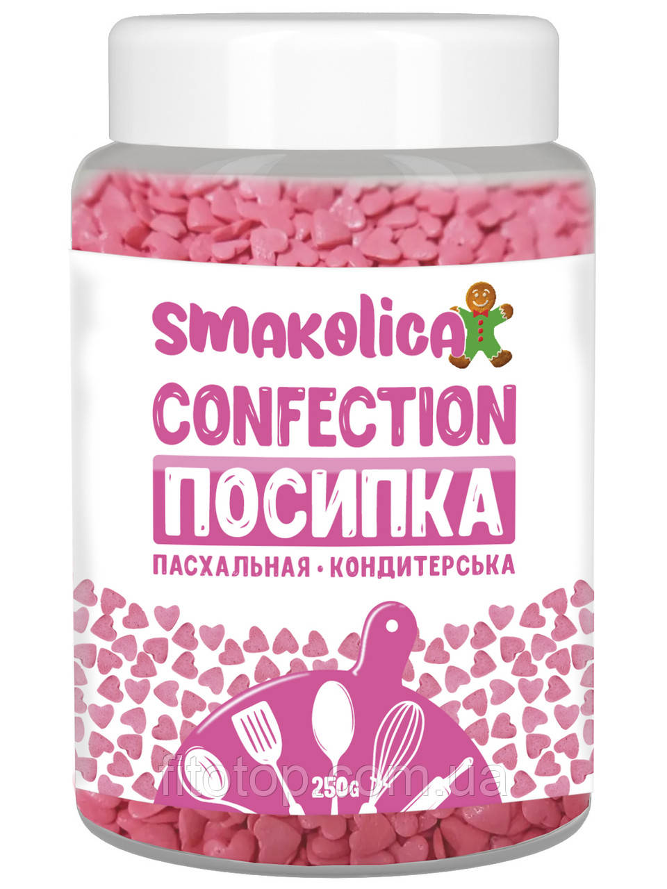 Посипка кондитерська "Сердечко" — цукрова, 250 г, фото 1
