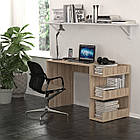 Стіл письмовий Дуб сонома довжиною 120 см з відритими поличками, фото 3