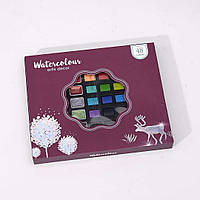 Акварельні фарби набір 48 кольорів Artis decor, акварельна фарба для малювання, кювета, браш пензлик