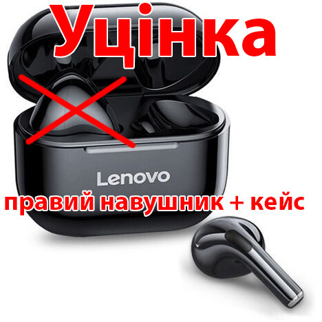Уцінка* Навушники Lenovo LP40 black *Правий навушник + кейс