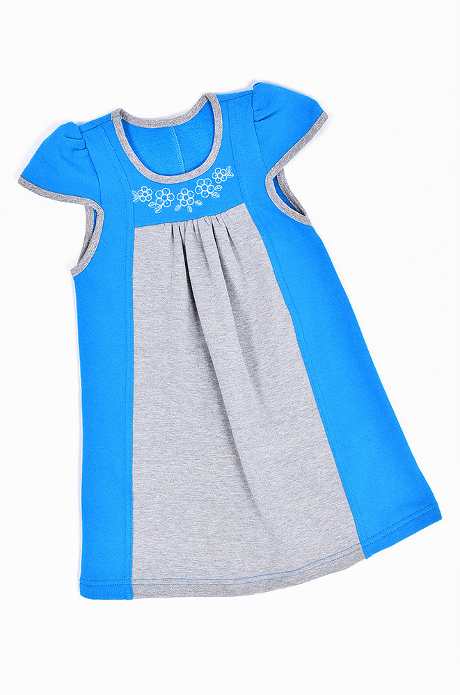 Сарафан на флісі дитячий дівчинка блакитний з сірим р.86 127636P
