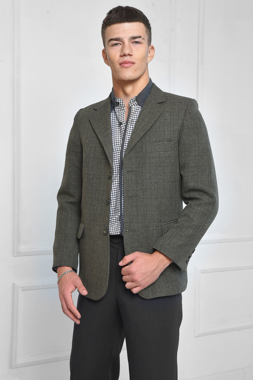 Піджак чоловічий темно-зеленого кольору р.40 159041P, фото 1