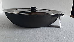 Сковорода чавунна (жаровня), d=400 мм, h=90мм з нержавіючою кришкою