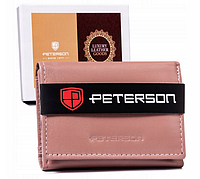 Женский кожаный кошелек Peterson розовый PTN RD-200-GCL WOODR производство Польша