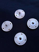 Кнопки пластикові потаємні - білий перламутр, діаметр 21 мм