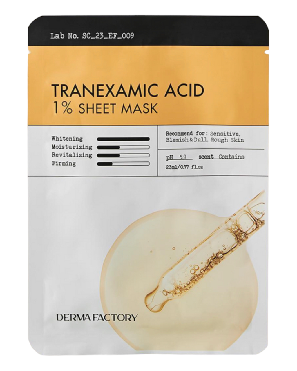 Derma Factory Освітлююча тканинна маска з транексамовою кислотою - Tranexamic Acid 1% Sheet Mask