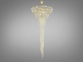 Велика кришталева люстра на 16 ламп E14 лимонне золото 80х255 см