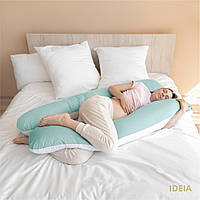 Подушка U-shape, П-образная для беременных, сна и отдыха ТМ IDEIA 140х75х20 см мятно/белая