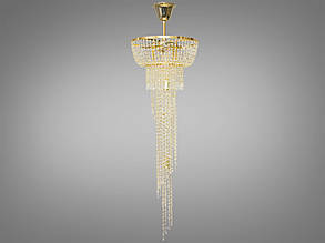 Велика кришталева люстра на 7 ламп E14 лимонне золото 40х140 см