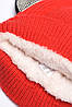 Шапка дитяча тепла червоного кольору для дівчинки на 3-4 роки 153122P, фото 4