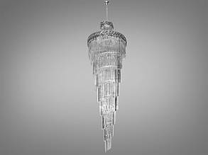 Велика кришталева люстра на 54 лампи Е14 метал/скло хром 100х430 см