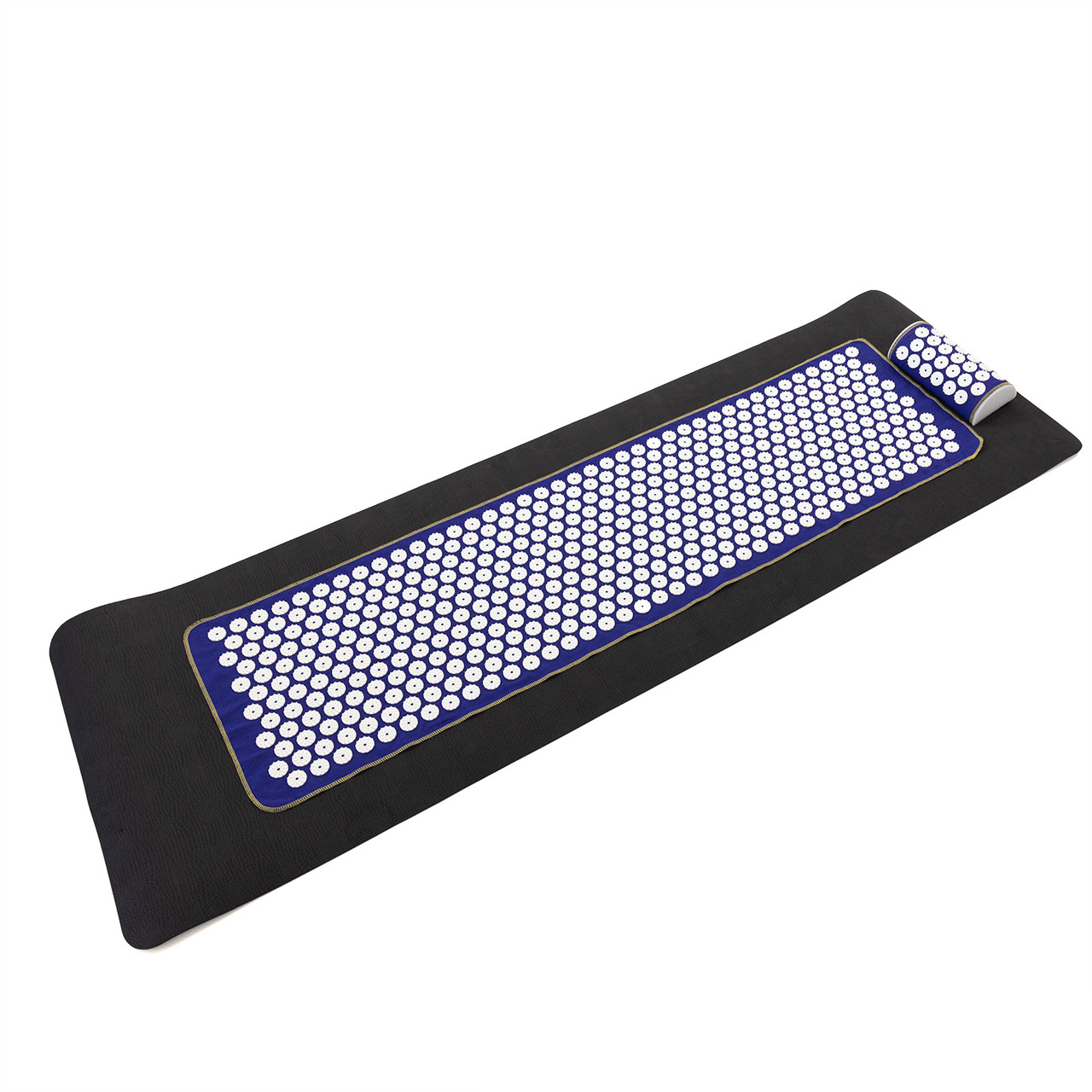 Набір для йоги 3в1 Килимок для йоги + Масажний килимок Аплікатор Кузнєцова + валик OSPORT Set 32 (n-0063) Чорно-синьо-білий, фото 1