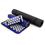 Набір для йоги 3в1 Килимок для йоги + Масажний килимок Аплікатор Кузнєцова + валик OSPORT Set 32 (n-0063) Чорно-синьо-білий, фото 2