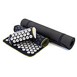 Набір для йоги 3в1 Килимок для йоги + Масажний килимок Аплікатор Кузнєцова + валик OSPORT Set 32 (n-0063) Чорно-білий, фото 2