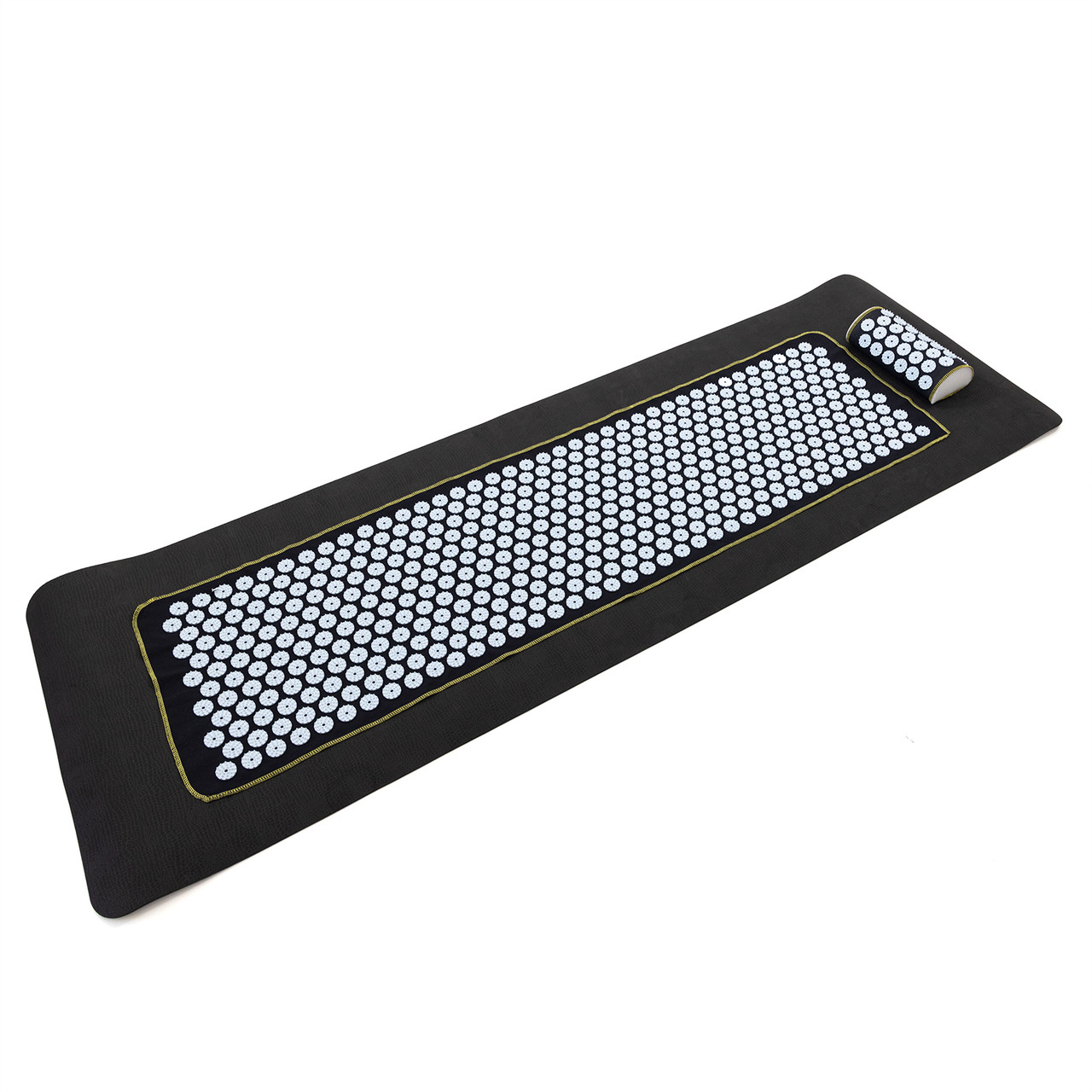 Набір для йоги 3в1 Килимок для йоги + Масажний килимок Аплікатор Кузнєцова + валик OSPORT Set 32 (n-0063) Чорно-небесний, фото 1