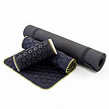 Набір для йоги 3в1 Килимок для йоги + Масажний килимок Аплікатор Кузнєцова + валик OSPORT Set 32 (n-0063) Чорно-чорний, фото 2