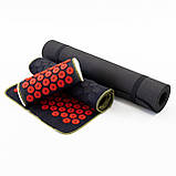 Набір для йоги 3в1 Килимок для йоги + Масажний килимок Аплікатор Кузнєцова + валик OSPORT Set 32 (n-0063) Чорно-червоний, фото 2