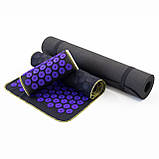 Набір для йоги 3в1 Килимок для йоги + Масажний килимок Аплікатор Кузнєцова + валик OSPORT Set 32 (n-0063) Чорно-фіолетовий, фото 2